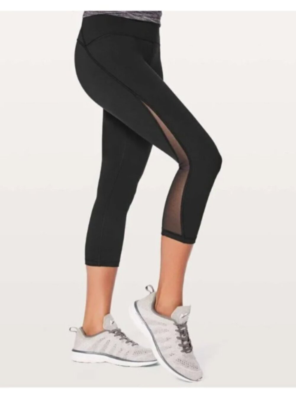 Lululemon Train Times Crop Black Legging 8 Mesh Cropped